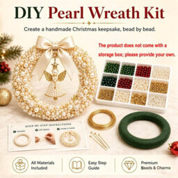Amorly Diy Christmas Pearl Wreath Kit, Handmade Beaded Holiday Door Decor With Beads,ribbon And Instructions,craft Gift (Angel Blessings) - thumbnail 3