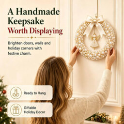 Amorly Diy Christmas Pearl Wreath Kit, Handmade Beaded Holiday Door Decor With Beads,ribbon And Instructions,craft Gift (Angel Blessings) - thumbnail 8