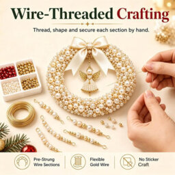 Amorly Diy Christmas Pearl Wreath Kit, Handmade Beaded Holiday Door Decor With Beads,ribbon And Instructions,craft Gift (Angel Blessings) - thumbnail 6