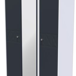 Genoa Ready Assembled Contemporary Indigo & White Tall Triple Wardrobe With 1 Mirror Door (H)1970mm (W)1110mm (D)530mm - thumbnail 2