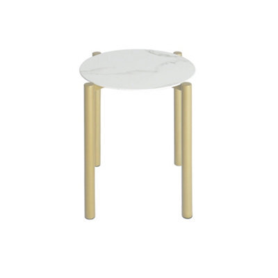 Uk Homeliving Kosei Side Table - White And Gold - image 1