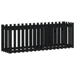 Berkfield Garden Raised Bed With Fence Design Black 200X50X70 Cm Solid Wood Pine - thumbnail 4