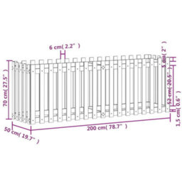 Berkfield Garden Raised Bed With Fence Design Black 200X50X70 Cm Solid Wood Pine - thumbnail 9