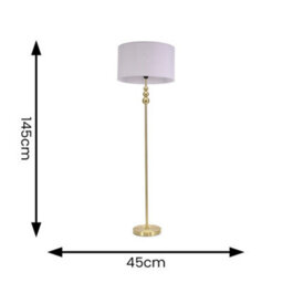 Valuelights Marissa Gold Stacked Ball Floor Lamp With Grey Drum Shade - Led Bulb Included - thumbnail 6