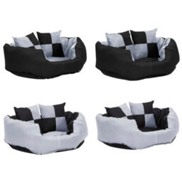 Berkfield Reversible & Washable Dog Cushion Grey And Black 65X50X20 Cm - thumbnail 7