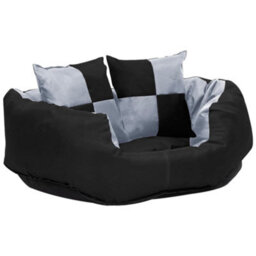 Berkfield Reversible & Washable Dog Cushion Grey And Black 65X50X20 Cm - thumbnail 6