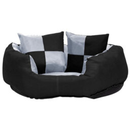 Berkfield Reversible & Washable Dog Cushion Grey And Black 65X50X20 Cm - thumbnail 3