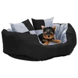Berkfield Reversible & Washable Dog Cushion Grey And Black 65X50X20 Cm - thumbnail 1