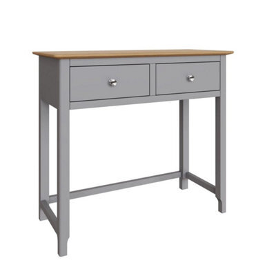 2 Drawer Dressing Table Dove Grey Oak Top Modern Bedroom Furniture Natural - image 1