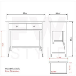 2 Drawer Dressing Table Dove Grey Oak Top Modern Bedroom Furniture Natural - thumbnail 2
