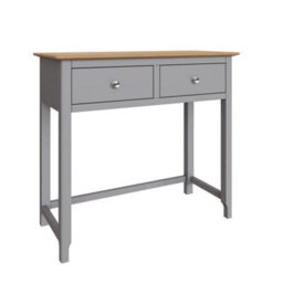 2 Drawer Dressing Table Dove Grey Oak Top Modern Bedroom Furniture Natural - thumbnail 1