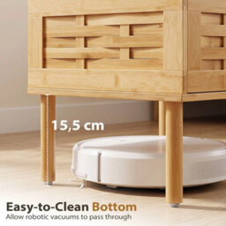 Wooden End Table Rattan Front Storage Cabinet Walnut Bedside Unit - thumbnail 5