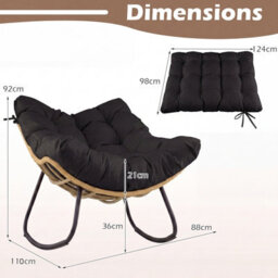 Costway Outdoor Papasan Rocking Chair Oversized Pe Wicker Patio Egg Chair With Thick Cushion-Black - thumbnail 2