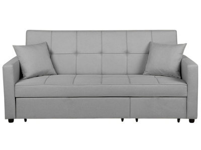 Eco Living Osaka Button Tuffted Linen 3 Seater Sofa Bed Light Grey - image 1