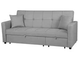 Eco Living Osaka Button Tuffted Linen 3 Seater Sofa Bed Light Grey - thumbnail 2