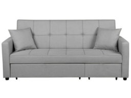 Eco Living Osaka Button Tuffted Linen 3 Seater Sofa Bed Light Grey - thumbnail 1