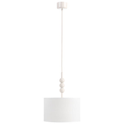 Wyld and Coco Aurora Pendant Lamp White Iron Drum Shade Mid-Century Modern Lighting 35Cm Diameter 203Cm Drop - image 1