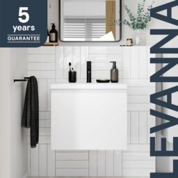 GoodHome Levanna Compact Matt White Single Wall-Mounted Bathroom Cabinet (H) 480mm (W) 600mm - thumbnail 9