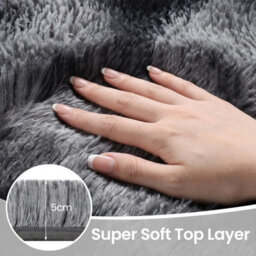 Large Soft Shaggy Rug Dark Grey - thumbnail 2