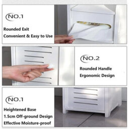 1 Door 2 Tier Bathroom Floor Cabinet Storage Shelf Home Unit - thumbnail 4