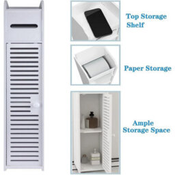 1 Door 2 Tier Bathroom Floor Cabinet Storage Shelf Home Unit - thumbnail 5