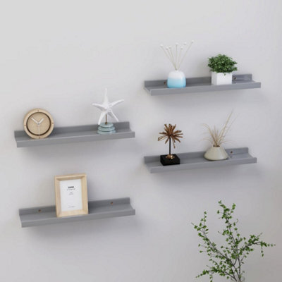 Berkfield Wall Shelves 4 Pcs Grey 40X9X3 Cm - image 1