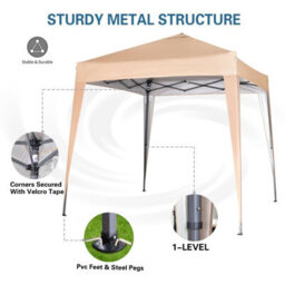 Mcc Direct Gazebo 2X2 Pop Up Garden Party Tent 2M X 2M Marquee Canopy With Sides Beige - thumbnail 6