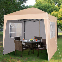 Mcc Direct Gazebo 2X2 Pop Up Garden Party Tent 2M X 2M Marquee Canopy With Sides Beige - thumbnail 1