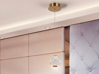 Luminosa Lighting Luminosa Austral Modern Spherical Carved Crystal Led Pendant Ceiling Light, 272Lm, 3200K - Uk Stock - image 1