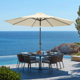 Rinse Bathrooms Outdoor Patio Garden Parasol 2.7M Sun Shade Umbrella Canopy W/crank Tilt Uv Protection Cream - thumbnail 1