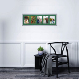 AK Frames 26X8 Silver Classic Multi Photo Frame With Emerald Mount - Holds 5 Apertures (5X) 6X4 Photos - thumbnail 3