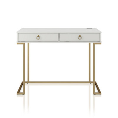 Dorel Camila Writing Desk In White / Golden - image 1