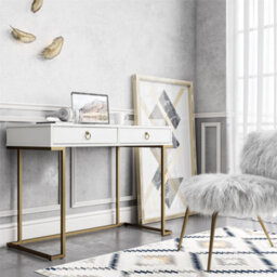 Dorel Camila Writing Desk In White / Golden - thumbnail 4