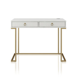 Dorel Home Camila Writing Desk In White / Golden