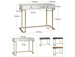 Dorel Camila Writing Desk In White / Golden - thumbnail 3