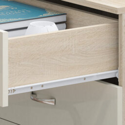 Harmin High Gloss 4 Drawer Chest - Height 68.5 Cm X Width 60 Cm X Depth 40 Cm (Cream On Sonoma Oak) - thumbnail 6