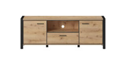 Arte Elegant Aktiv 41 Tv Cabinet 1800mm In Oak Taurus & Black Matt - Modern Media Solution H650mm D410mm - thumbnail 3