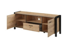 Arte Elegant Aktiv 41 Tv Cabinet 1800mm In Oak Taurus & Black Matt - Modern Media Solution H650mm D410mm - thumbnail 2