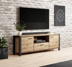 Arte Elegant Aktiv 41 Tv Cabinet 1800mm In Oak Taurus & Black Matt - Modern Media Solution H650mm D410mm - thumbnail 4