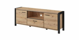 Arte Elegant Aktiv 41 Tv Cabinet 1800mm In Oak Taurus & Black Matt - Modern Media Solution H650mm D410mm - thumbnail 1