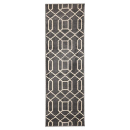 Melrose Geometric Charcoal Patterned Shape Design Indoor Medium Area Runner Rug 060/200Cm - thumbnail 4