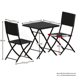 Lassic Garden Vida Capri Black 2 Seater Rattan Garden Outdoor Ukfr Bistro Set - thumbnail 2