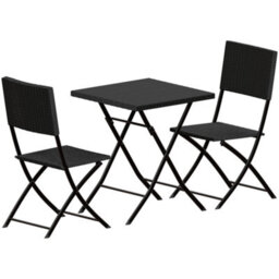 Lassic Garden Vida Capri Black 2 Seater Rattan Garden Outdoor Ukfr Bistro Set - thumbnail 7