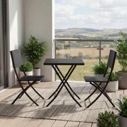Lassic Garden Vida Capri Black 2 Seater Rattan Garden Outdoor Ukfr Bistro Set - thumbnail 8