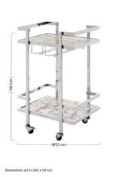 Orsina White Agate Drinks Trolley,two Tier Serving Trolley,kitchen Storage Trolley,bar Trolley With Glass Holders - thumbnail 5
