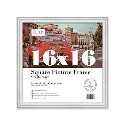 16X16 White Ornate Picture Frame (40.6 X 40.6Cm) Poster, Photo, Artwork, Gallery Wall Or Print - image 1