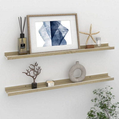 Berkfield Wall Shelves 2 Pcs White And Sonoma Oak 80X9X3 Cm - image 1