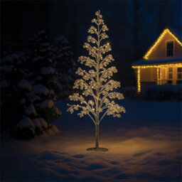Xmas Haus 180Cm Outdoor Led Christmas Tree With Silver Balls Festive Light 1000 Warm White Leds, Copper Wire, Resin Base, 5M Cable