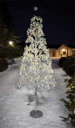 Xmas Haus 180Cm Outdoor Led Christmas Tree With Silver Balls Festive Light 1000 Warm White Leds, Copper Wire, Resin Base, 5M Cable - thumbnail 2