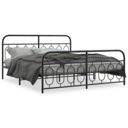 Berkfield Metal Bed Frame Without Mattress With Footboard Black 183X213Cm - thumbnail 2